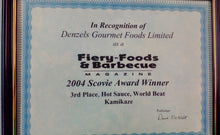Load image into Gallery viewer, 2004 Scovie Award 3rd Place Hot Sauce, World Beat