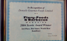 Load image into Gallery viewer, 2004 Scovie Award 3rd Place Hot Sauce, World Beat
